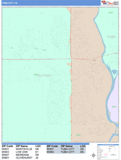 Yuba City Digital Map Color Cast Style